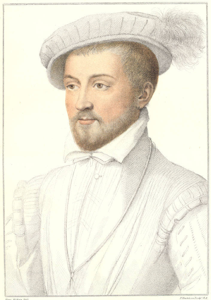 Anne Duc de Montmorency by Bartolozzi/Holbein. Henry VIII's court 1884 print